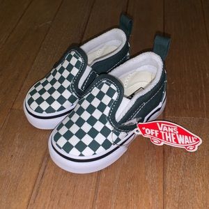 Toddlers Checkered vans Dark Green